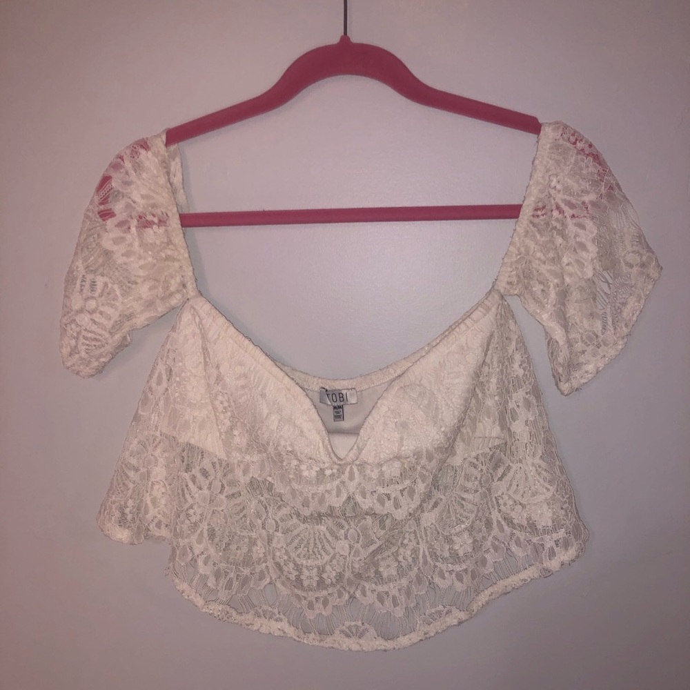 Cropped off the shoulder white blouse